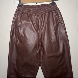 Streetwear Society Leather Joggers Brown Pants Size XS